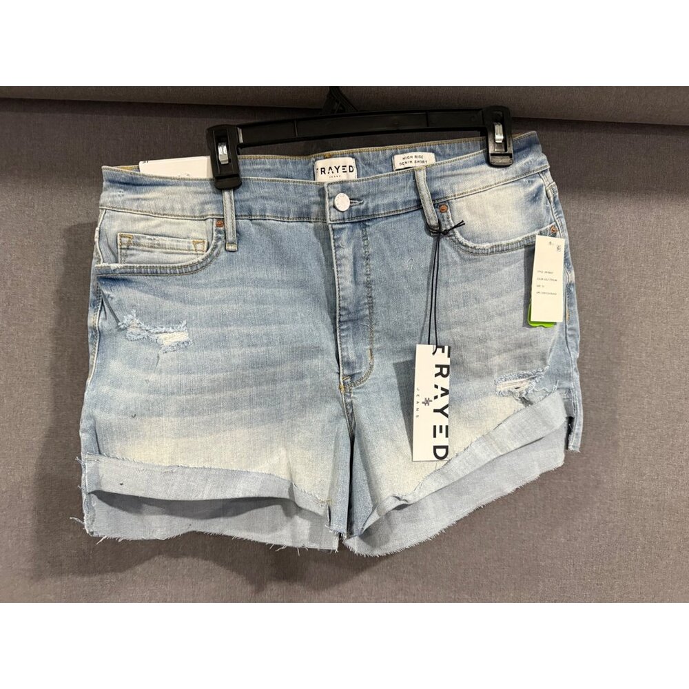 Frayed Jeans High Rise Denim Shorts Size 31 Gulf Stream Light Wash Distressed